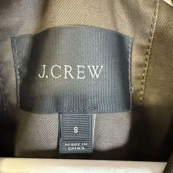 J Crew Womens Size Small Snap Front Utility Field Jacket Brown waxed Cotton - Picture 2 of 7